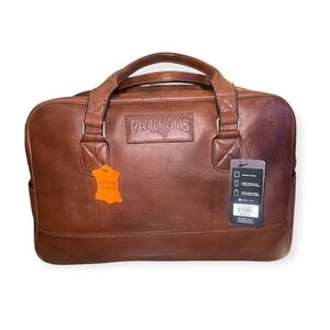 NFL New England Patriots Brown Leather Weekender Duffel Bag New With Tags